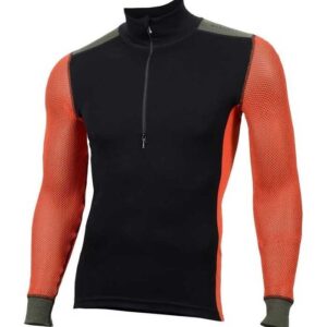 Aclima Herren WoolNet Hybrid Mockneck, Jet Black/Poinciana/Olive